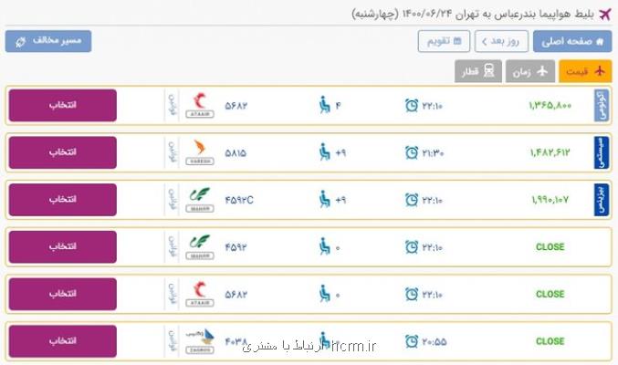 هرمزگان در صدر قیمت های نجومی پرواز هرمزگان در صدر قیمت های نجومی پرواز